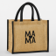 Jutová taška MAMA Midi  – natural/čierna (vyšívané logo) - Farba: naturálna, Veľkosť: Rozmery: 30 × 30 × 19 cm