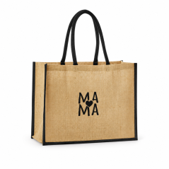 Jutová taška MAMA – natural/čierna (vyšívané logo)