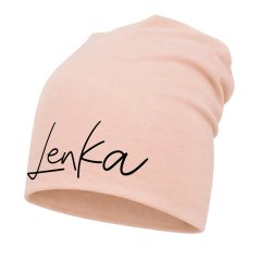 Detská šmolková čiapka s vlastným menom Ružová