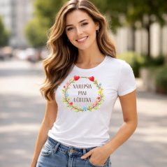 Dámske tričko "Najlepšia pani učiteľka" kvetinový veniec