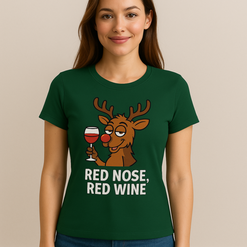 Dámske tričko „Red Nose, Red Wine“