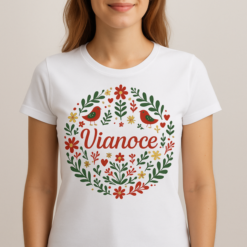 Dámske tričko „Vianoce – Folk Edition“