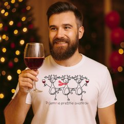 Pánske tričko „Príjemné prežitie sviatkov“ s vínom