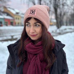 Dámska zimná čiapka – MAMA (ružová)