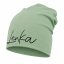 Detská šmolková čiapka s vlastným menom Zelená - Veľkosť: 5 (50–52 cm), Farba potlače: čierna