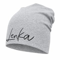 Detská šmolková čiapka s vlastným menom Sivá