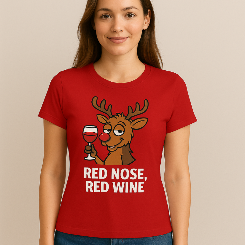 Dámske tričko „Red Nose, Red Wine“