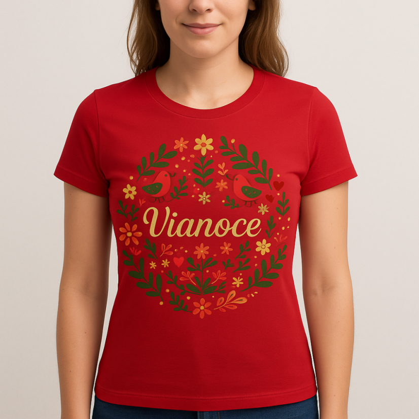 Dámske tričko „Vianoce – Folk Edition“