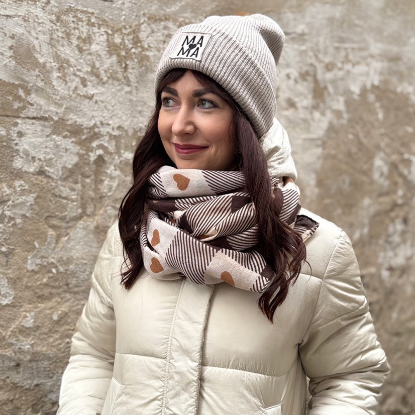 Dámska zimná čiapka – MAMA (béžová)
