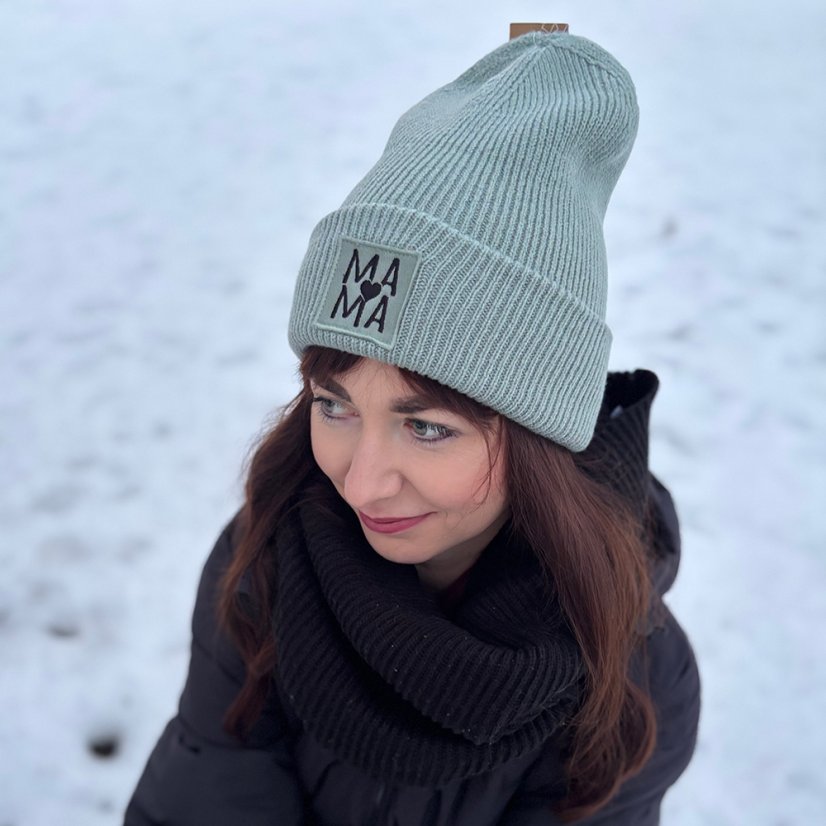 Dámska zimná čiapka – MAMA (zelená)